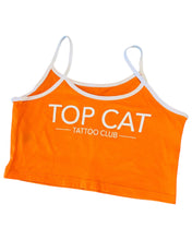 Load image into Gallery viewer, Top Cat Tattoo Club Girls Tank Top Orange
